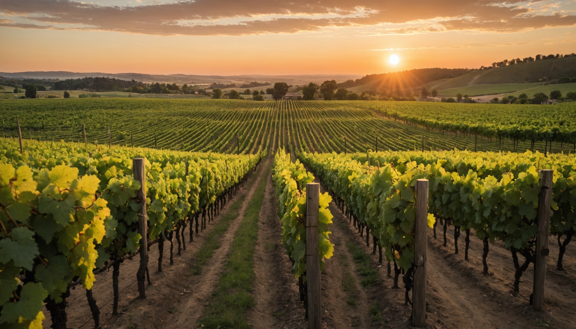 Paysage pittoresque de vignes en Rhénanie-Palatinat  
Vins allemands en pleine nature verdoyante et ensoleillée