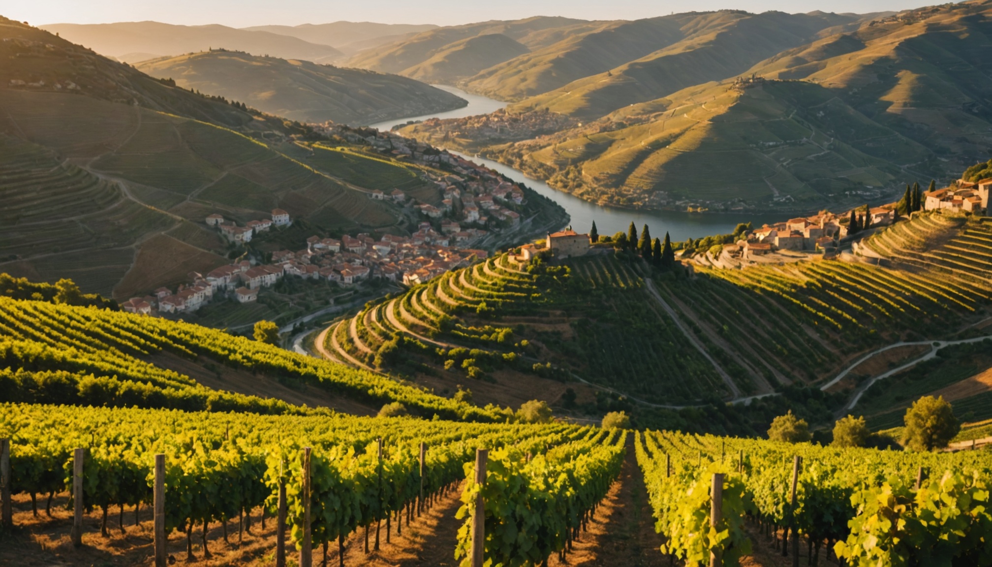 Paysages viticoles de Porto et vallée du Douro  
Routes sinueuses à travers les vignobles de Porto