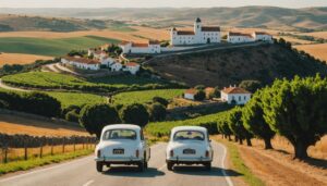 Paysages vallonnés et champs de fleurs en Alentejo