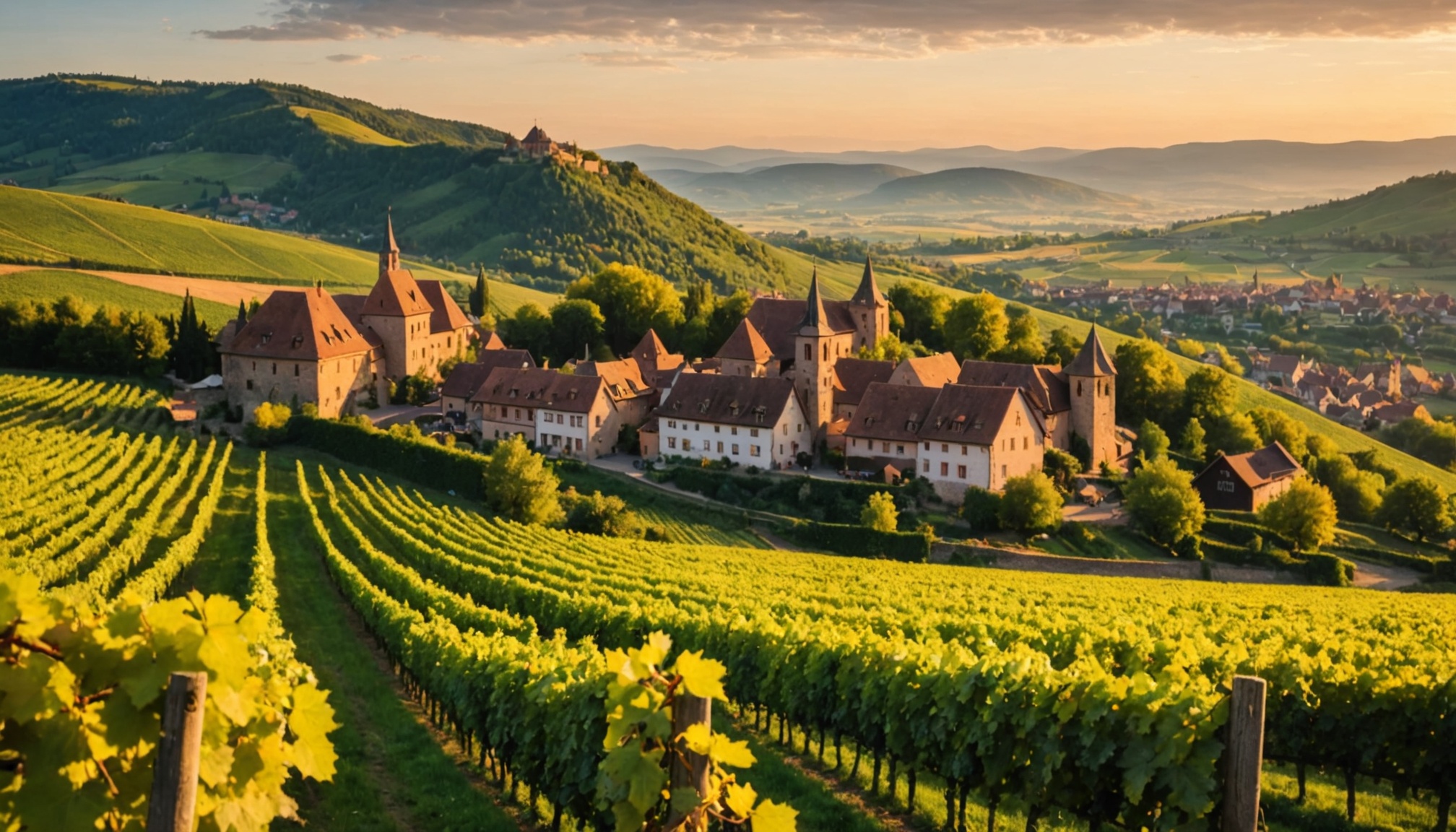 Paysages viticoles d'Alsace et villages charmants