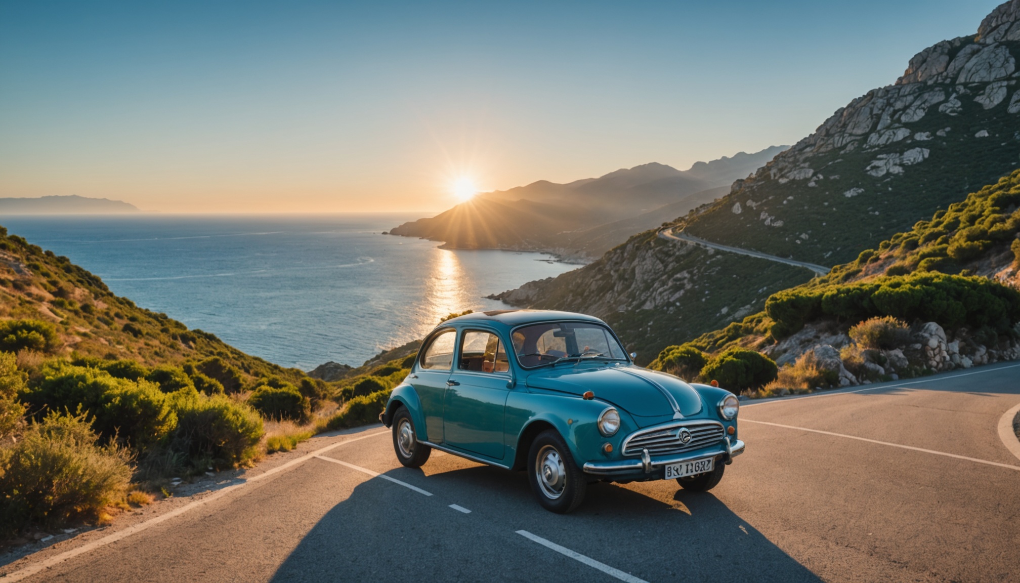 Paysages spectaculaires de la Corse en voiture