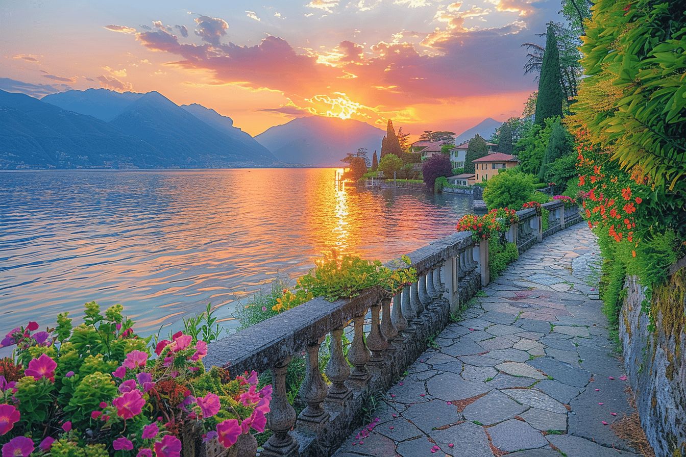 Paysages pittoresques des lacs lombards et Milan