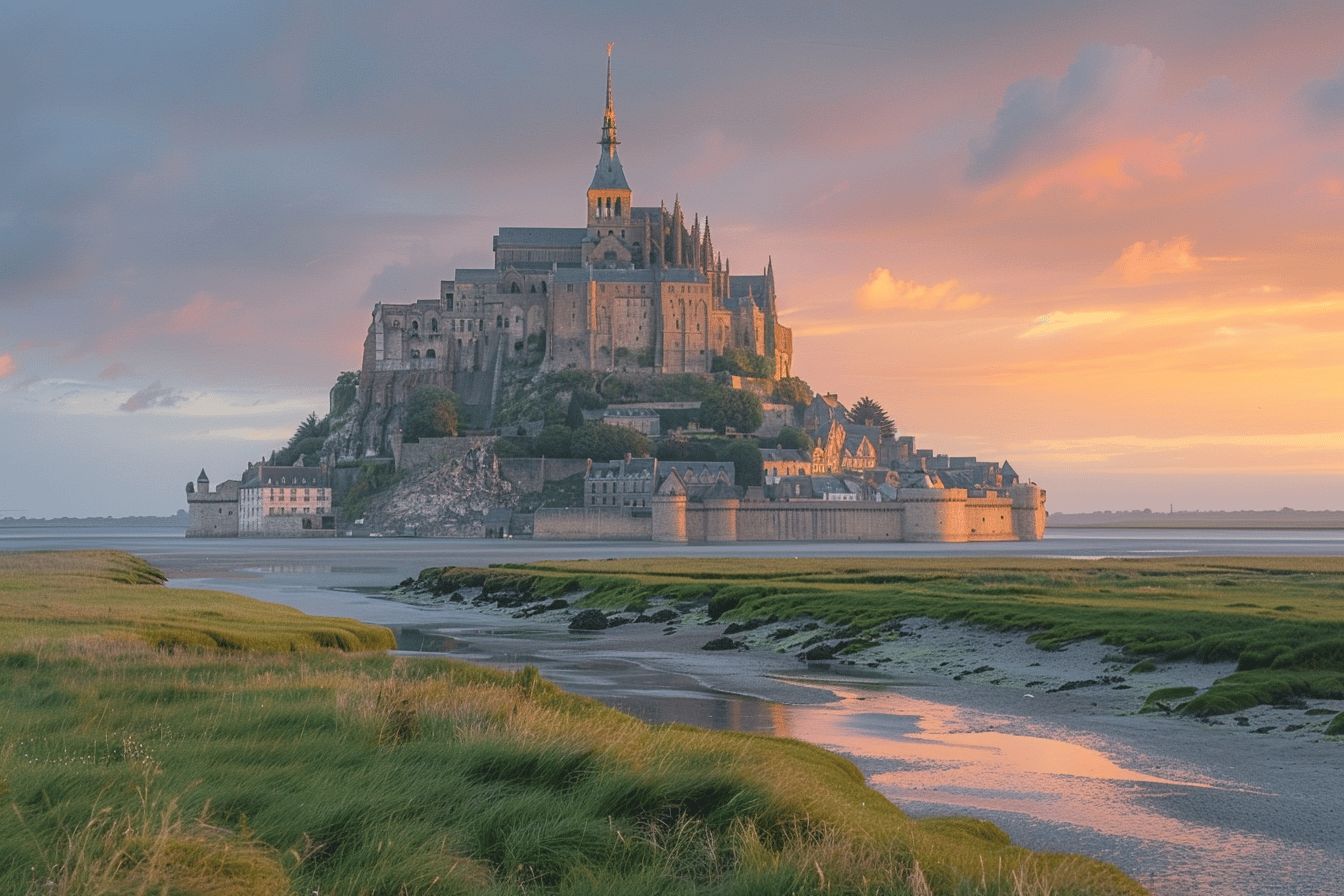 Plages normandes et Mont-Saint-Michel en arrière-plan