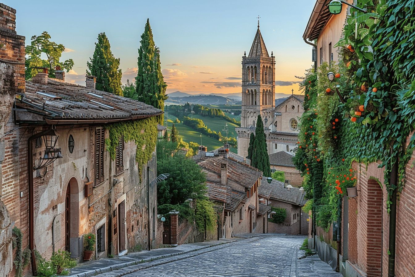 Paysages verdoyants d'Ombrie aux villages pittoresques