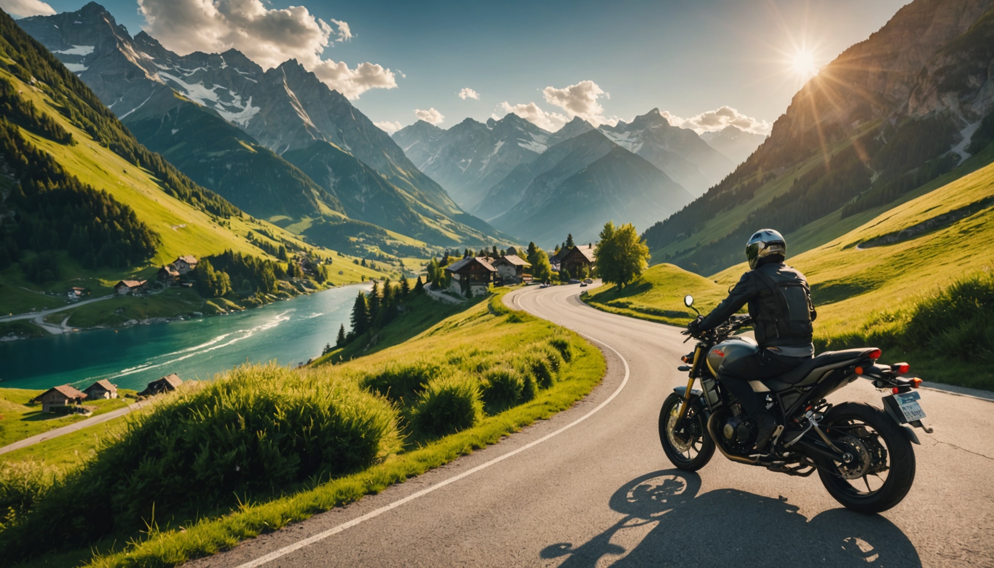 Route panoramique pour motards sous un ciel bleu  
Bikers explorant des paysages à couper le souffle