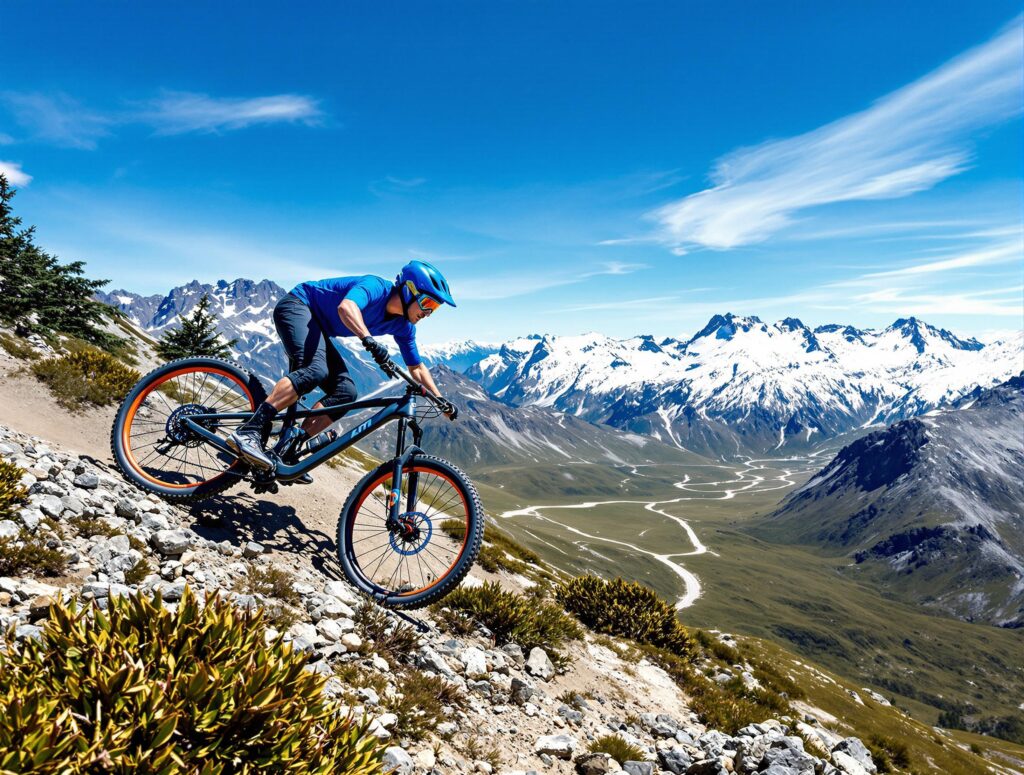 descente en VTT dans les montagnes des Pyrénées